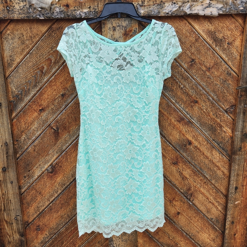 Almost Famous Mint Lace Cocktail Dress